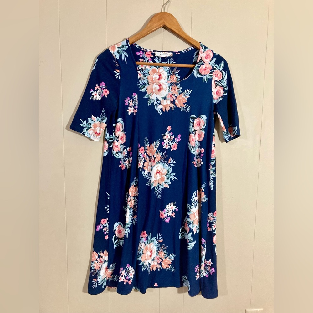 Pink Rose floral dress Size Small